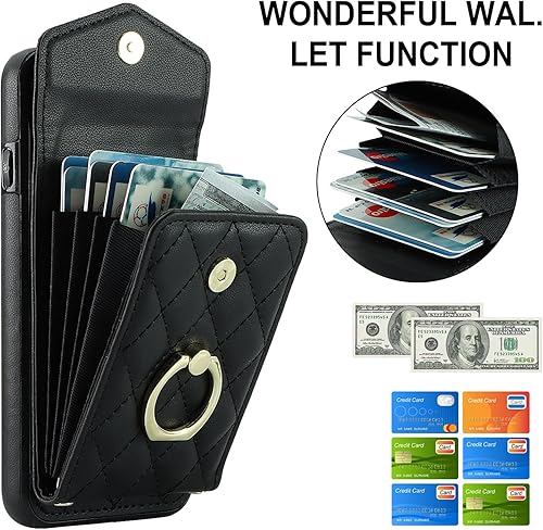 Miniatura 3 de Asuwish Funda de teléfono para iPhone 78SE 20202022 con protector de pantalla con anillo protector de pantalla RFID bloqueo tarjetero celular iPhone