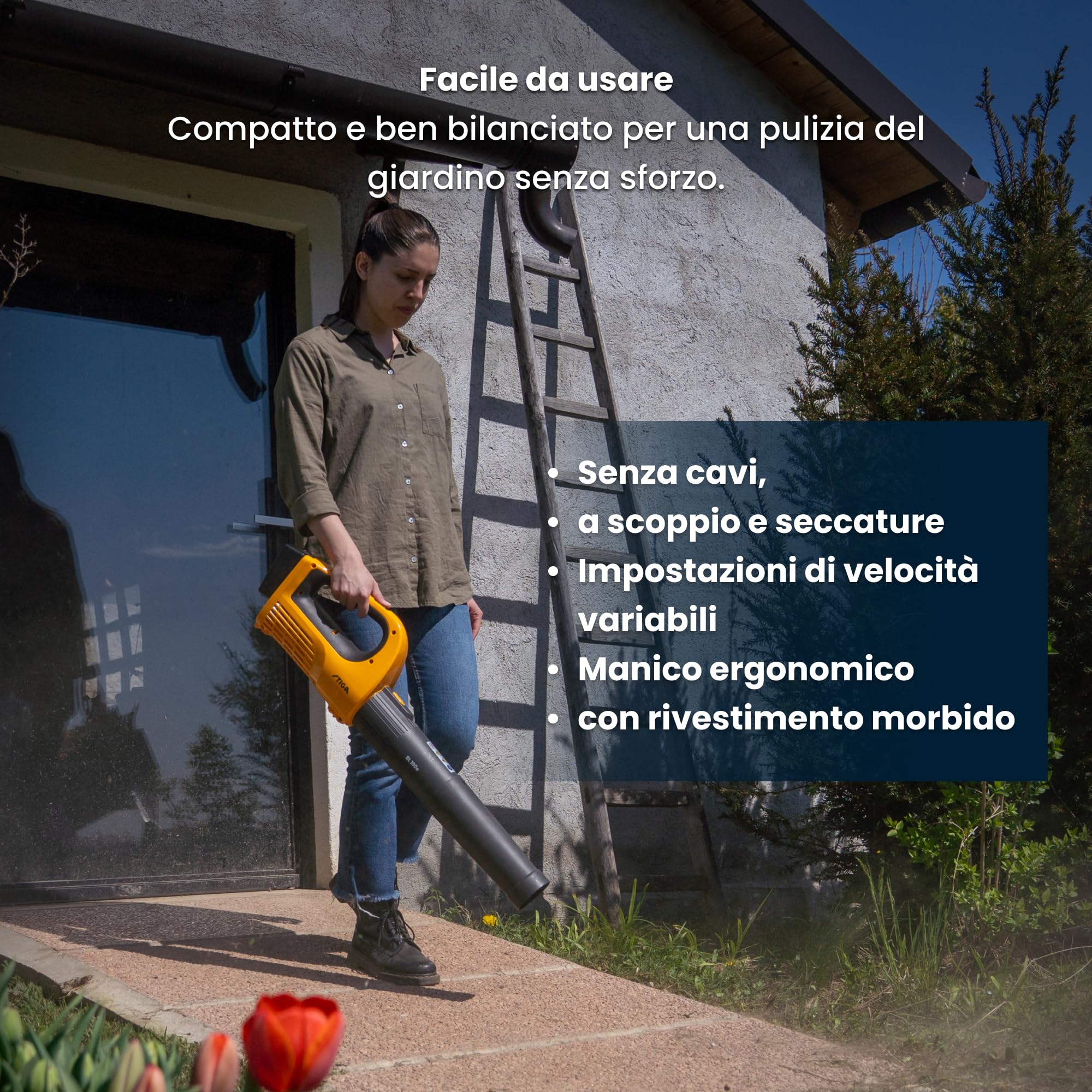 STIGA BL 100e Kit Soffiatore A Batteria, 20 V, 4 Ah – Autonomia 40 min, Impugnatura Ergonomica – Per Giardino E Vialetto
