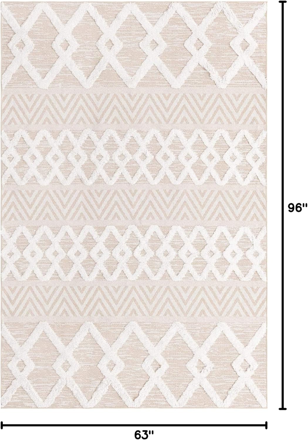 Rugs.com Sabrina Soto Casa Collection Rug – 5' x 8' Beige High Rug Perfect for Bedrooms, Dining Rooms, Living Rooms