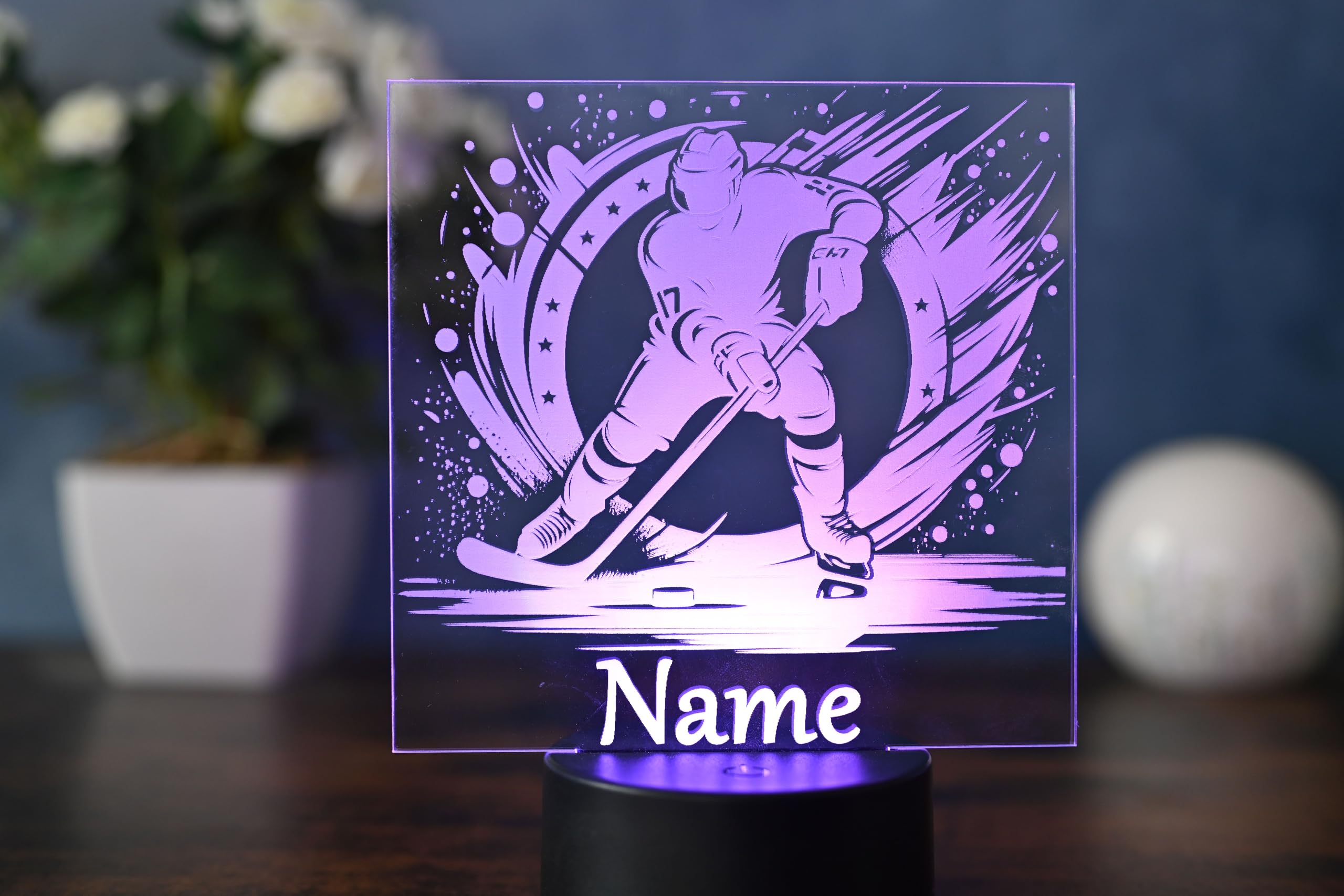 Hockey-Nachtlicht 3D-Lampe Mit Fernbedienung – 16 Farben, Timer, Dimmbar | Cooles Geschenk Für Eishockey-Fans