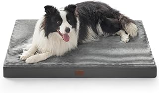 BEDSURE waschbares Hundebett für Grosse Hunde - 104x69x8.5cm Komfort Hundekissen mit Rutschfester Basis und abnehmbarem waschbarem Bezug, Eierkarton-Schaumstoff Hundematte, Grau product image