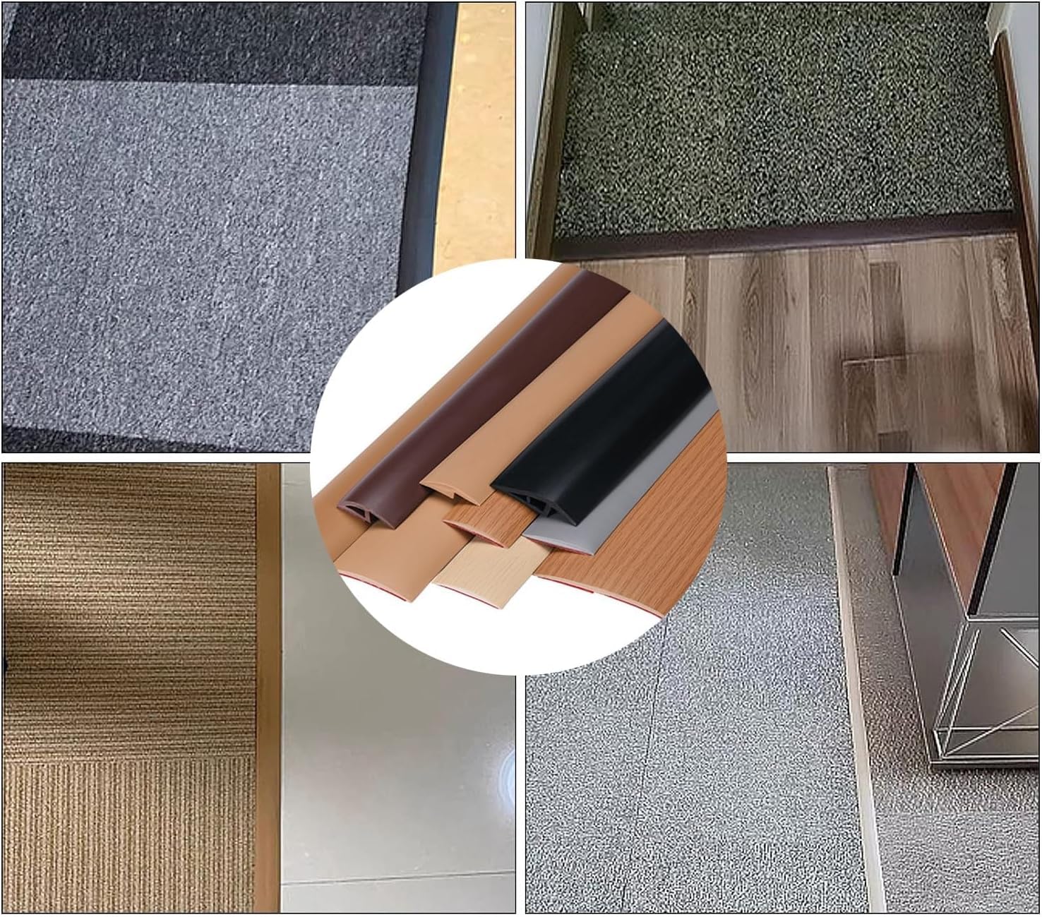Bande de seuil de porte autocollante en caoutchouc (1 m-10 m) – Pinces pour pentes de 5 à 10 mm de hauteur – Solution durable de transition de tapis