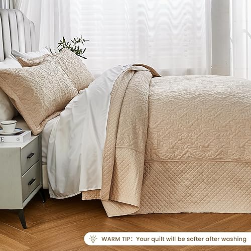 Miniatura 6 de Qucover Edredón California King, juego de edredón ultrasónico de 3 piezas, juego de edredón California King de microfibra suave, tamaño extragrande,