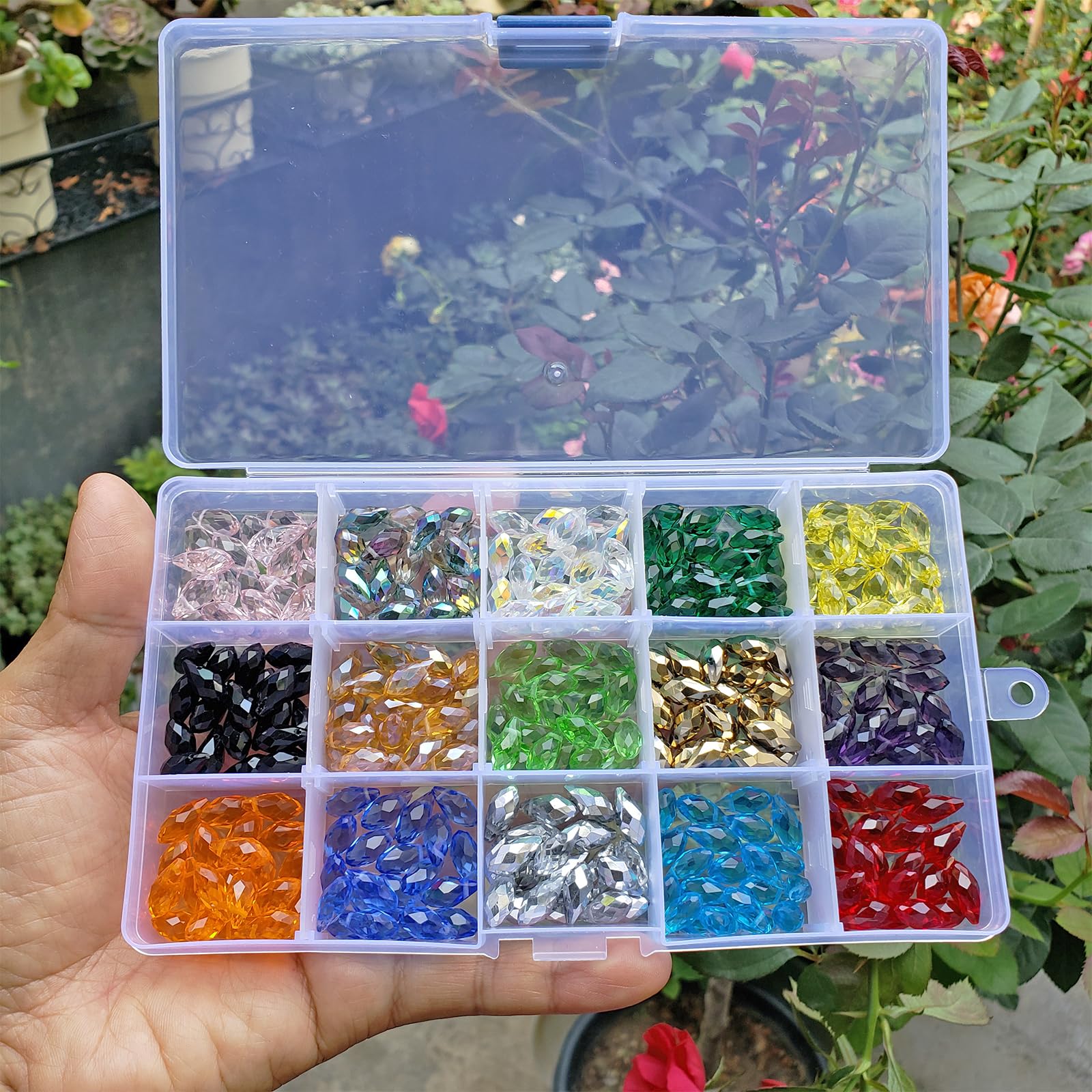 300Pcs Teardrop Glass Beads – 15 Colors, 12mm Faceted Crystal Beads For DIY Jewelry Making - View #6