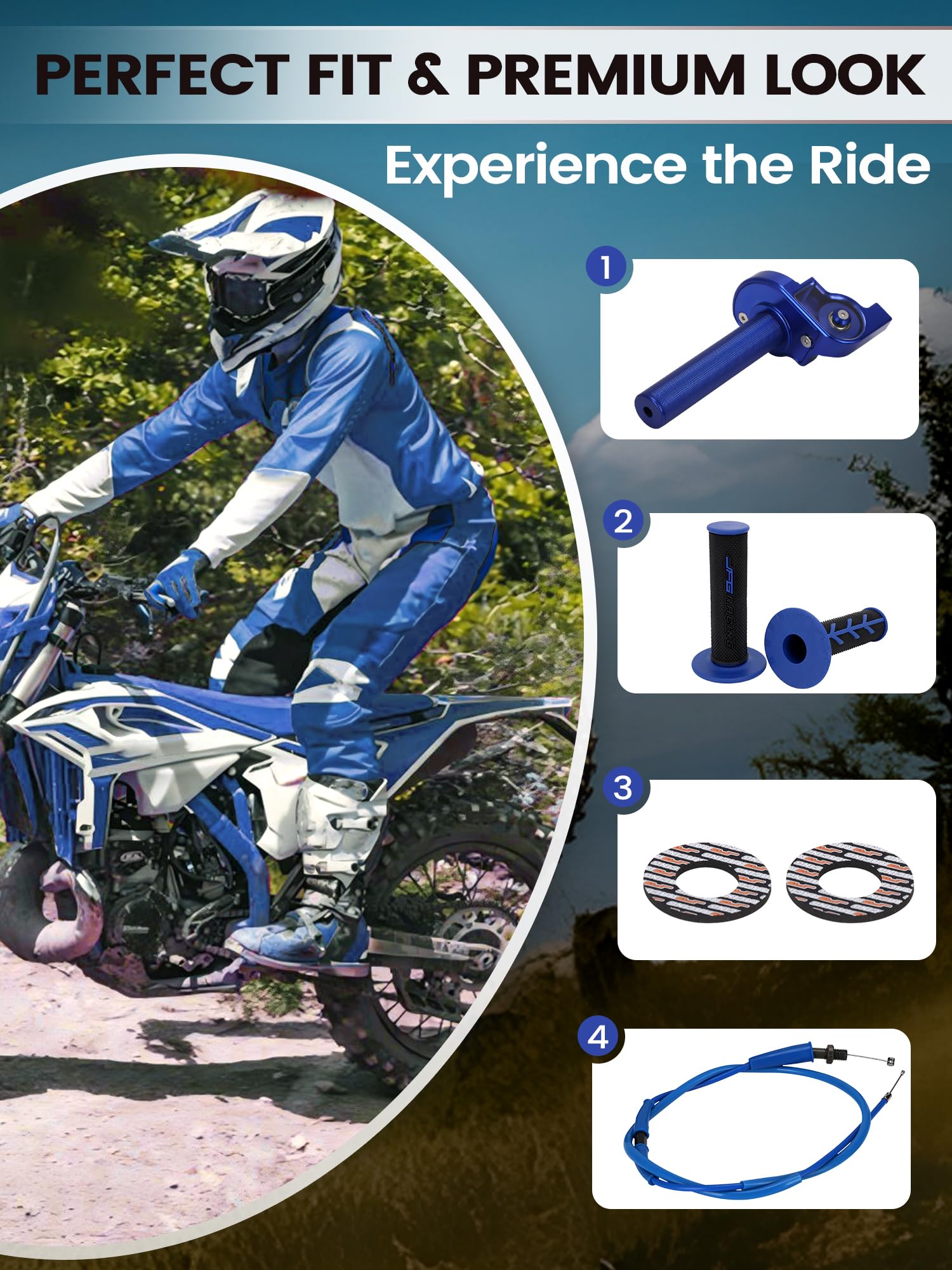 Gas Rapido Gruppo Acceleratore Quick Turn Twist Con Cavo per Adatto per Manopole Moto Dell'acceleratore da 22 mm 50 cc 110 125 150 200 250 cc Dirt Pit Bike (Blu)