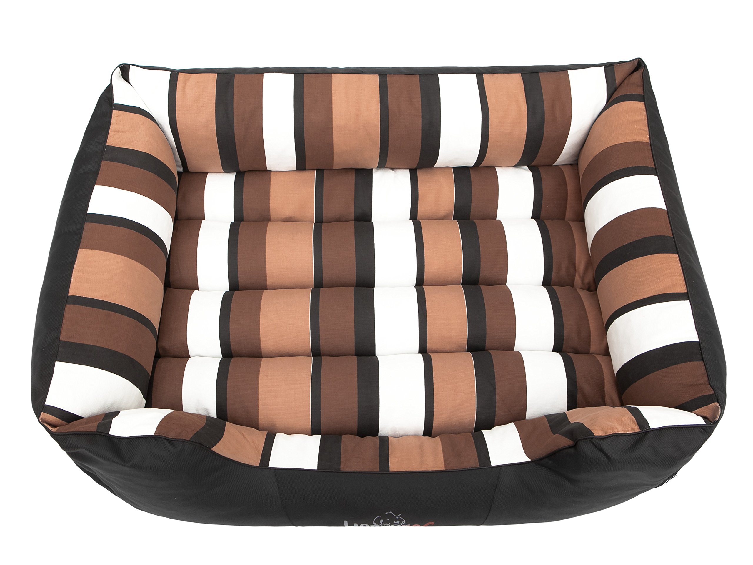 Cama Perro - Cuna para Perros para Dormir, con Funda de Cordura Extraíble (Lavable a 30°) - para Perros Pequeños y Grandes - Sofa para Perros - 85 x 65 cm - Negro con Rayas