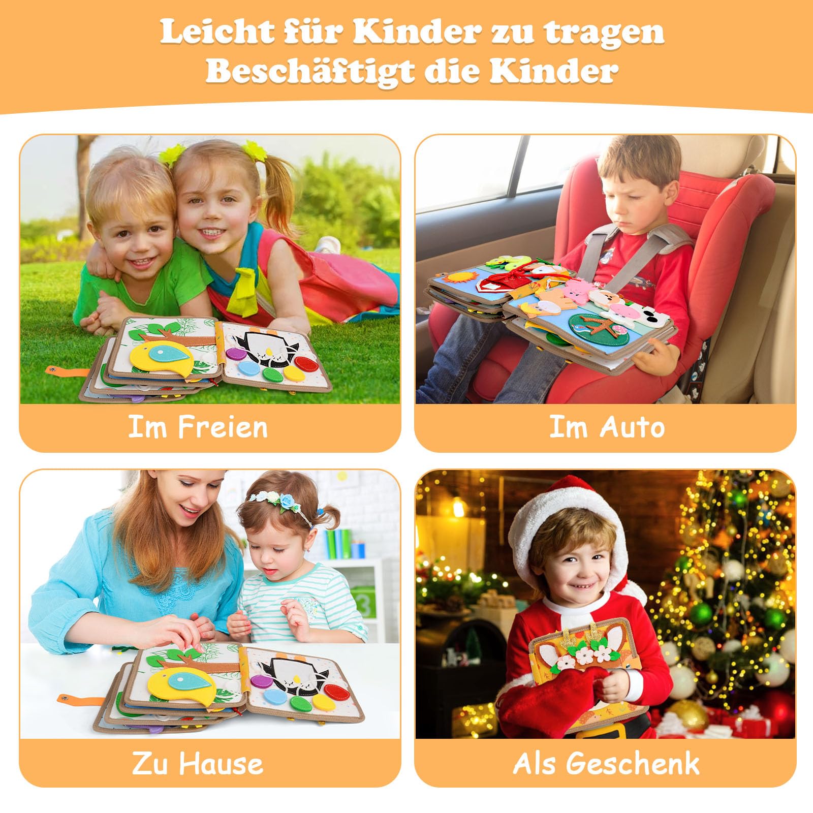 Montessori Busy Board Deutsch ab 1 Jahr, Activity Board Montessori Spielzeug ab 2 3 Jahr, Busy Book für Jungen und Mädchen Lernspielzeug