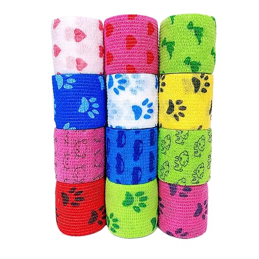Bande Strapping Sport Médecine Bandage Autoadhésif Élastique - Lot De 12 Rouleaux | 7,5cm X 4,5m | Pour Sport Et Vétérinaire | 12 Couleurs Bandage Vétérinaire Pansement Israelien