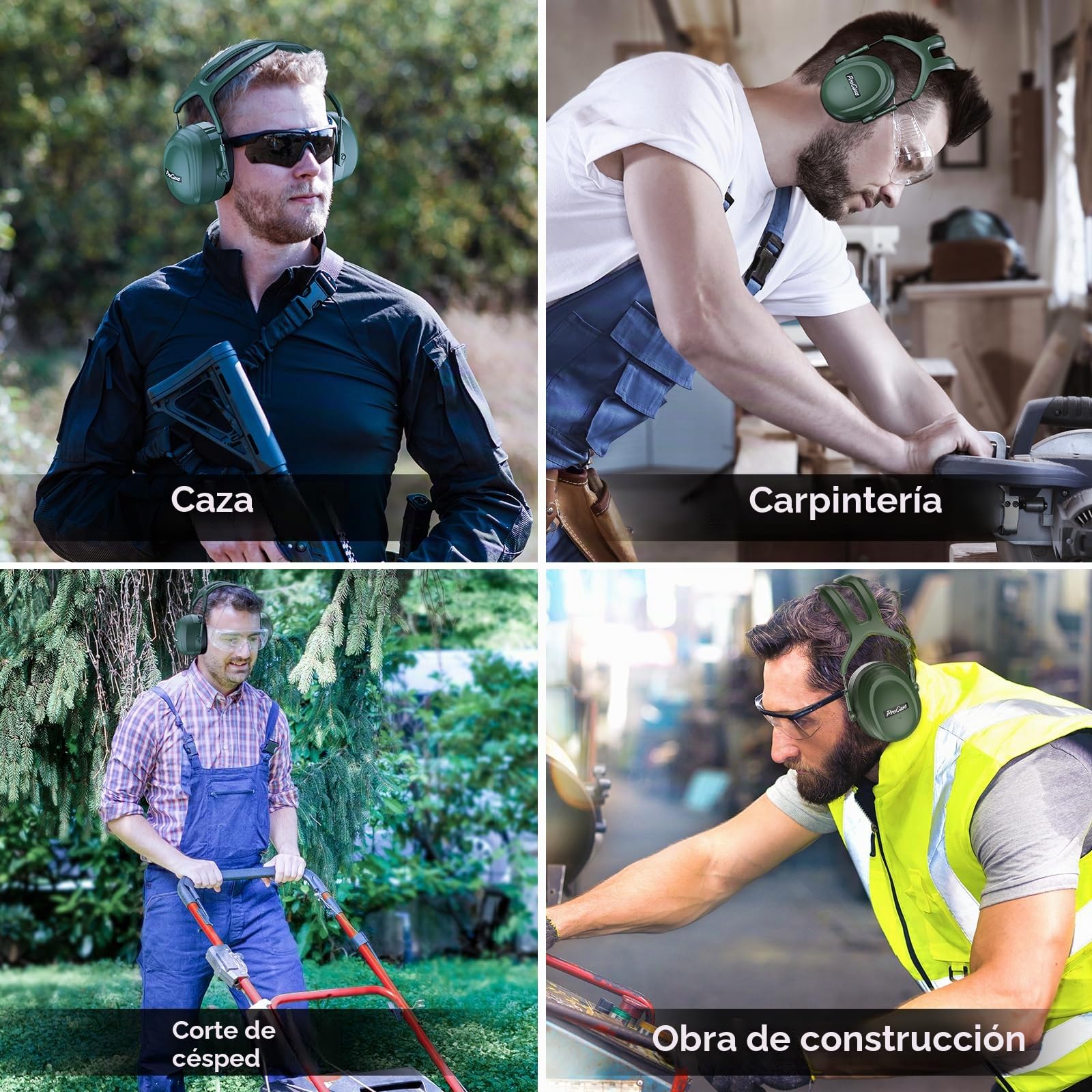 ProCase Auriculares Aislantes Extra Grandes SNR 37dB, Protección Auditiva NRR 30dB para Adultos, Reducción de Ruido, Ajuste Amplio y Cómodos