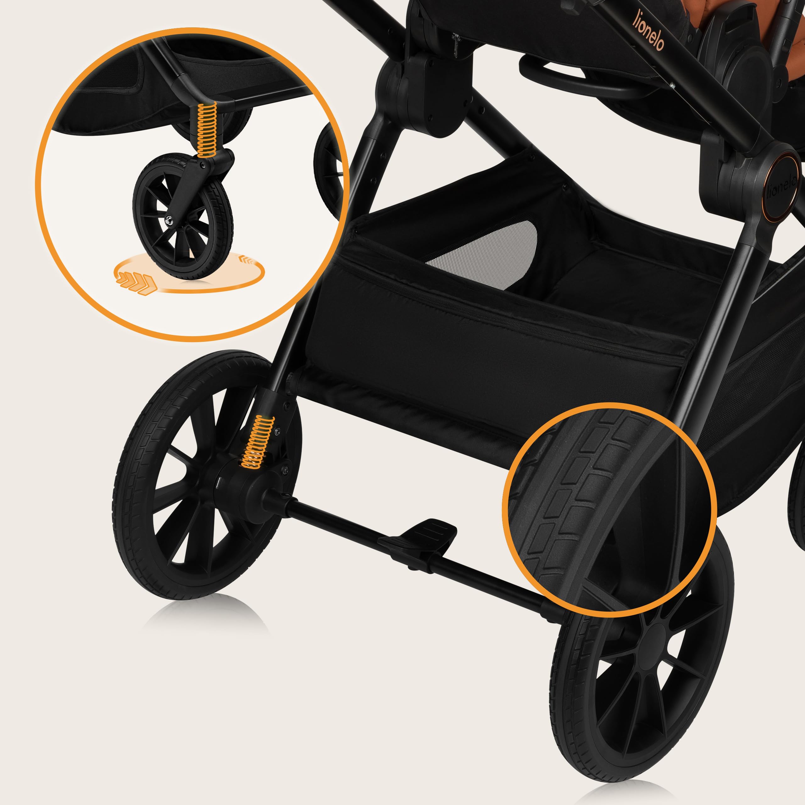 LIONELO LAYLA 2 w 1 Wózek Spacerowy Dziecięcy 0-48 miesięcy do 22 kg Gondola do 9 kg, Regulacja Oparcia i Podnóżka, AiryDots, Obrotowe Koła PU 360o Pełna Amortyzacja Budka XXL