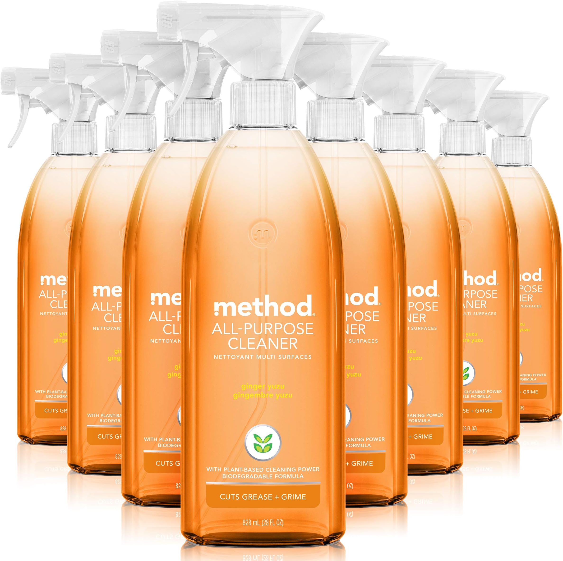 Method All-Purpose Cleaner Spray, Plant-Based and Biodegradable Formula Perfect for Most Counters, Tiles, Stone, and More, Ginger Yuzu Scent, 28 Fl Oz (Pack of 8)