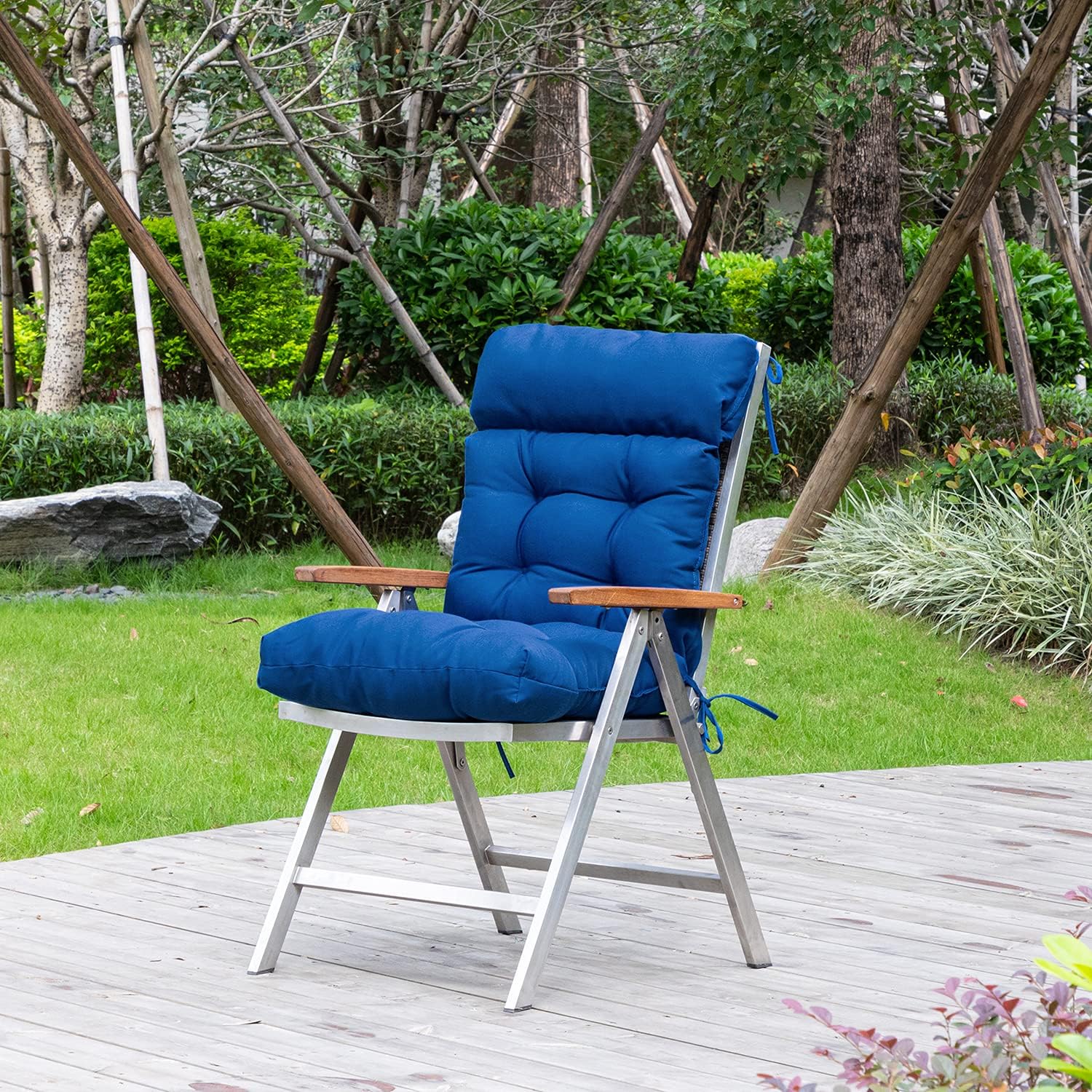 YEARLY Antideslizante Cojines De Silla Exterior, Rectángulo Cojines Para Sillas Esponja Largo Taburete Esteras Patio Muebles Espesar 5 Cm Mullido Cojín De Asiento-Arroz Blanco 50x30x5cm(20x12x2inch