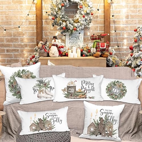 Miniatura 2 de Lanpn Juego de 4 fundas de almohada navideñas de 18 x 18 pulgadas, diseño de corona de jengibre para hombres, funda de cojín decorativa de 18 x 18