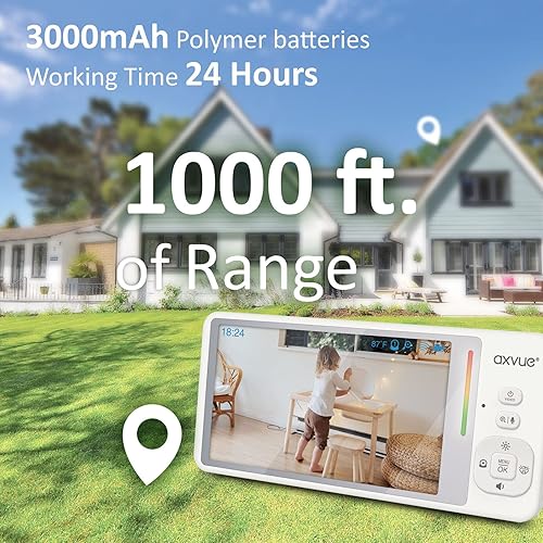 Miniatura 7 de Monitor de video para bebé, calidad de imagen ultra clara Full HD de 1080P, monitor de pantalla IPS de 5.5 pulgadas, cámara panorámica, alcance de