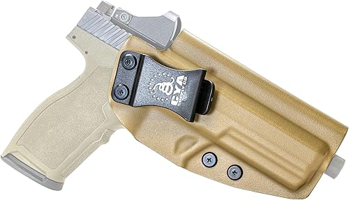 CYA Supply Co. Base óptica lista (tierra oscura plana) dentro de la cintura funda oculta llevar IWB propiedad de veteranos empresa se adapta a