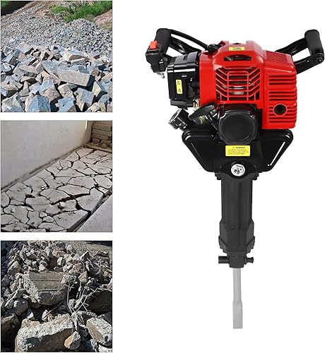 Miniatura 4 de Martillo de demolición de gasolina de 1700 W 2.4 HP, 52 CC de un solo cilindro de refrigeración por aire de 2 tiempos, kit de herramientas