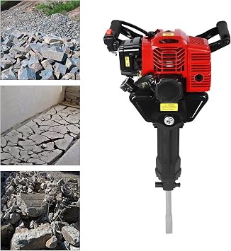 52CC 4 Stroke Gas Powered Demolition Jack Hammer, Gasoline Concrete Breaker with 2 Chisels, Trencher Digger Machine for Construction Concrete Floor Stone Breaker Punch Drill Chiseling Machine