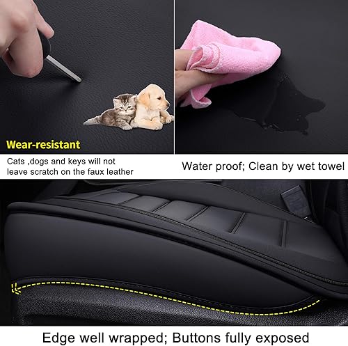 Miniatura 6 de LUCKYMAN CLUB 2 fundas de asiento delantero Silverado para Chevy Silverado Sierra 1500 2500 3500 2007-2023 2024 2025 con piel sintética resistente