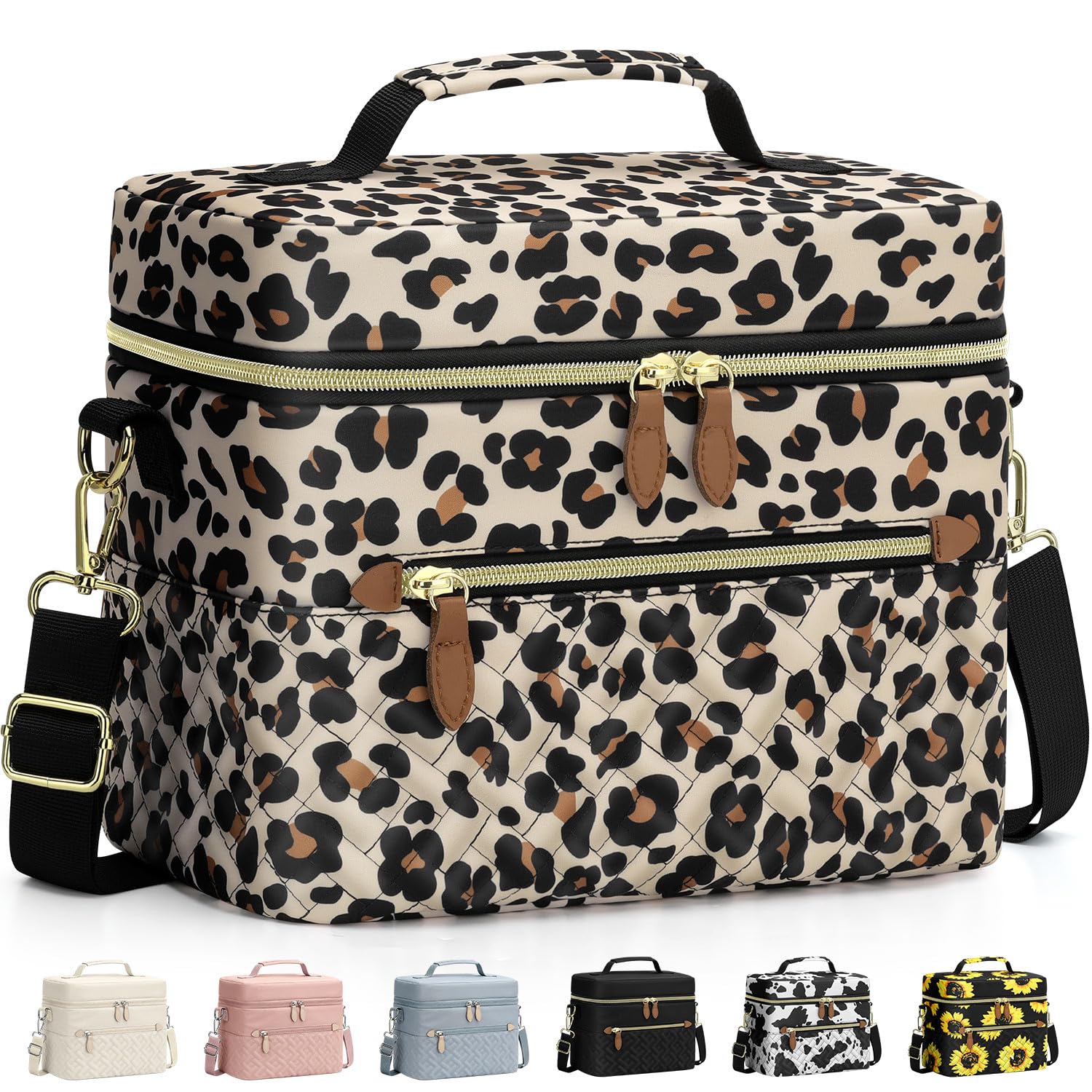 Photo 1 of Capolo Lunch Box for Women Men Adults,Insulated Lunch Bag Leakproof Lunch Cooler Box with Removable Strap Cute Lunch Tote Bags Reusable Thermal Lunchbox for School Work Picnic(Small,Leopard)