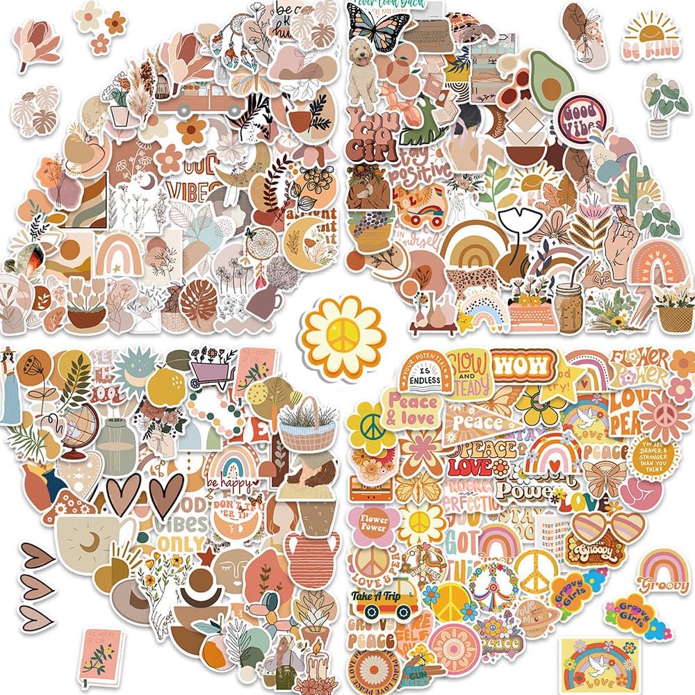 200 Pcs Aesthetic Cute Trendy Vintage Scrapbooking Stickers Paper Pack,Waterproof Vinyl Retro DIY Sticker for Scrapbook Journal,Water Bottles
