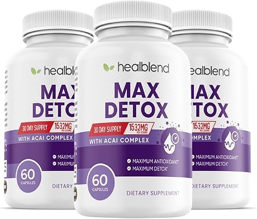 Vista 11 de Max Detox Supplement, Advanced Gut Cleanse Detox para mujeres y hombres con psyllium, chlorella, hierba hisopo y papaya, con complejo Acai