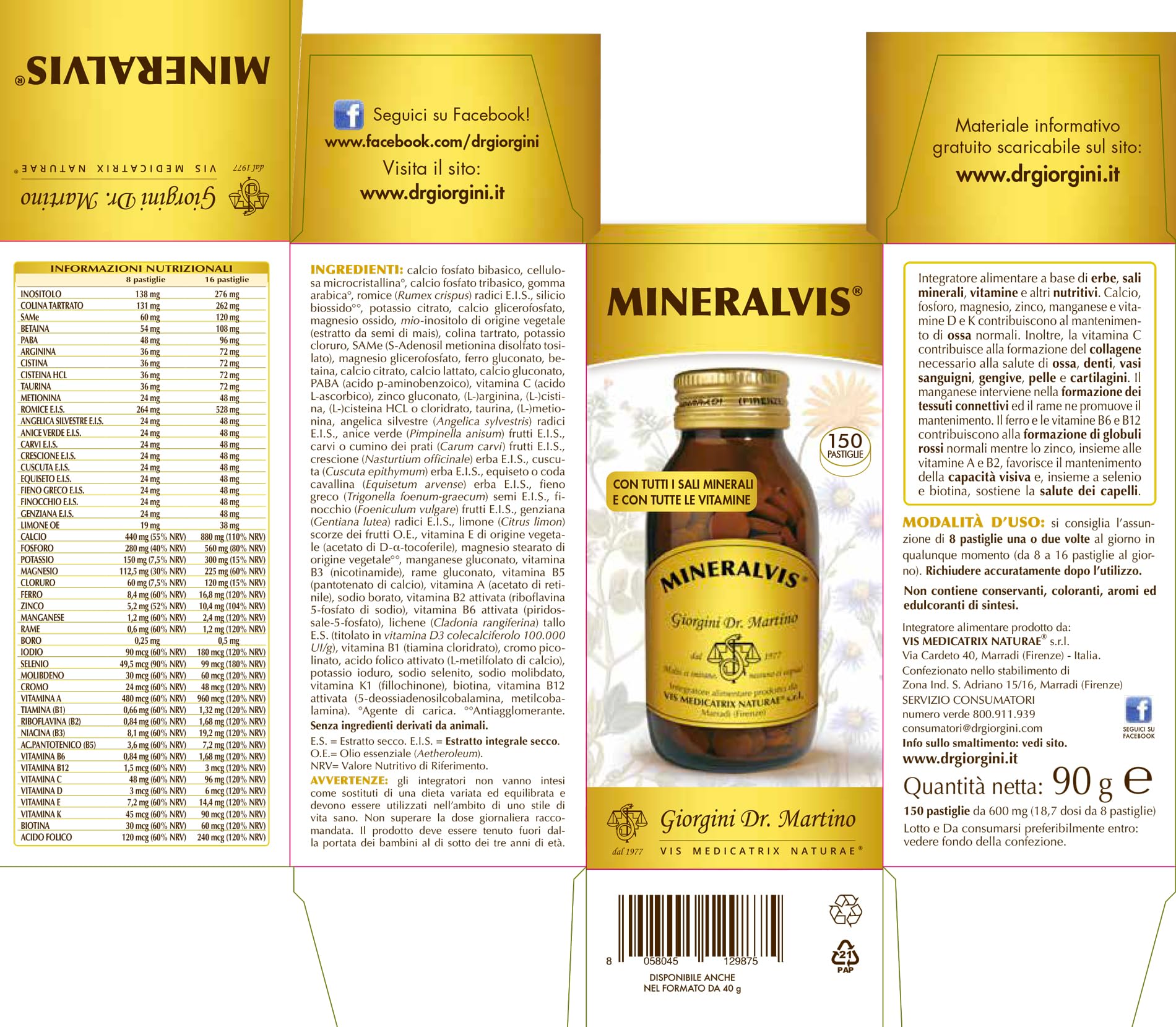 MINERALVIS pastiglie - 90 g (integratore multivitaminico e multiminerale completo)