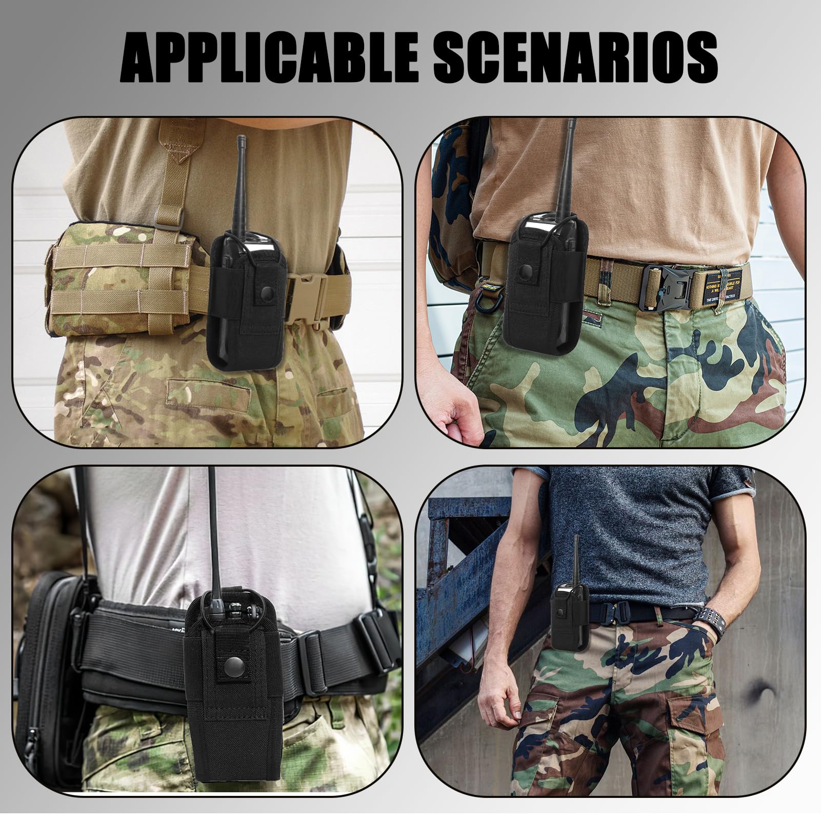 Tactique Titulaire Cas Étui Molle Pochette de Ceinture Nylon Étui de Radio Tactique Molle pour Gilet étui Universel réglable pour Talkie-walkie Sac pour Radio Portable ou Talkie-walkie