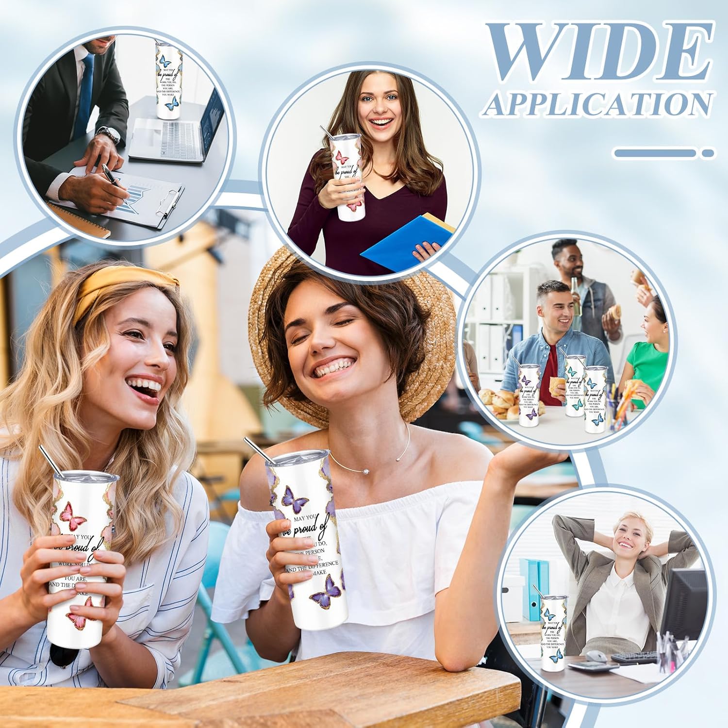 Geiserailie 4 Pack Employee Appreciation Gifts Bulk 20 oz Thank You Marble Tumblers for Coworkers Staff Team Teacher Nurse Appreciation Gifts Office Cups with Lids and Straws (Fresh Color)