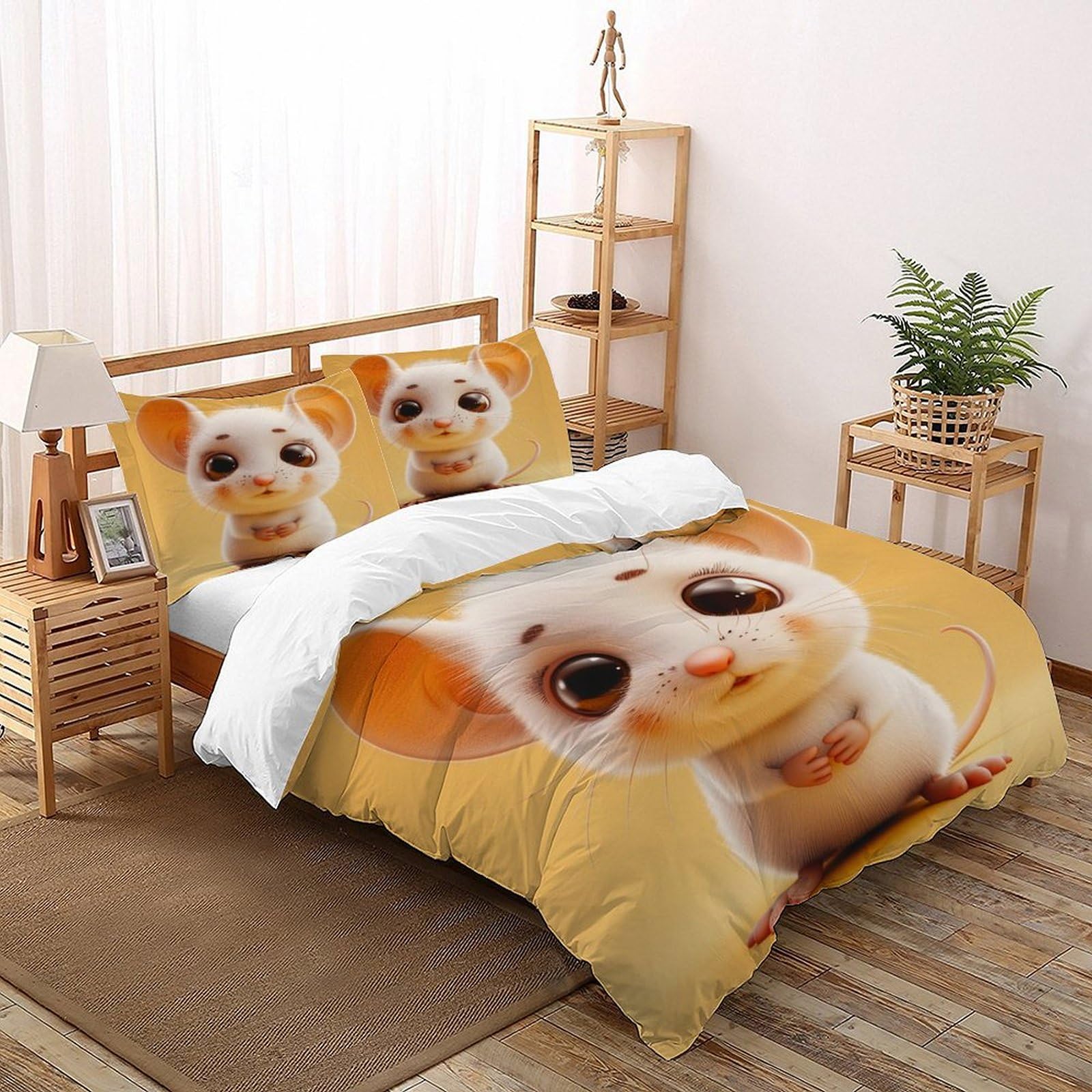 Housse de couette rat et animaux cartoon pour lit 260x220 de chambre d'enfant