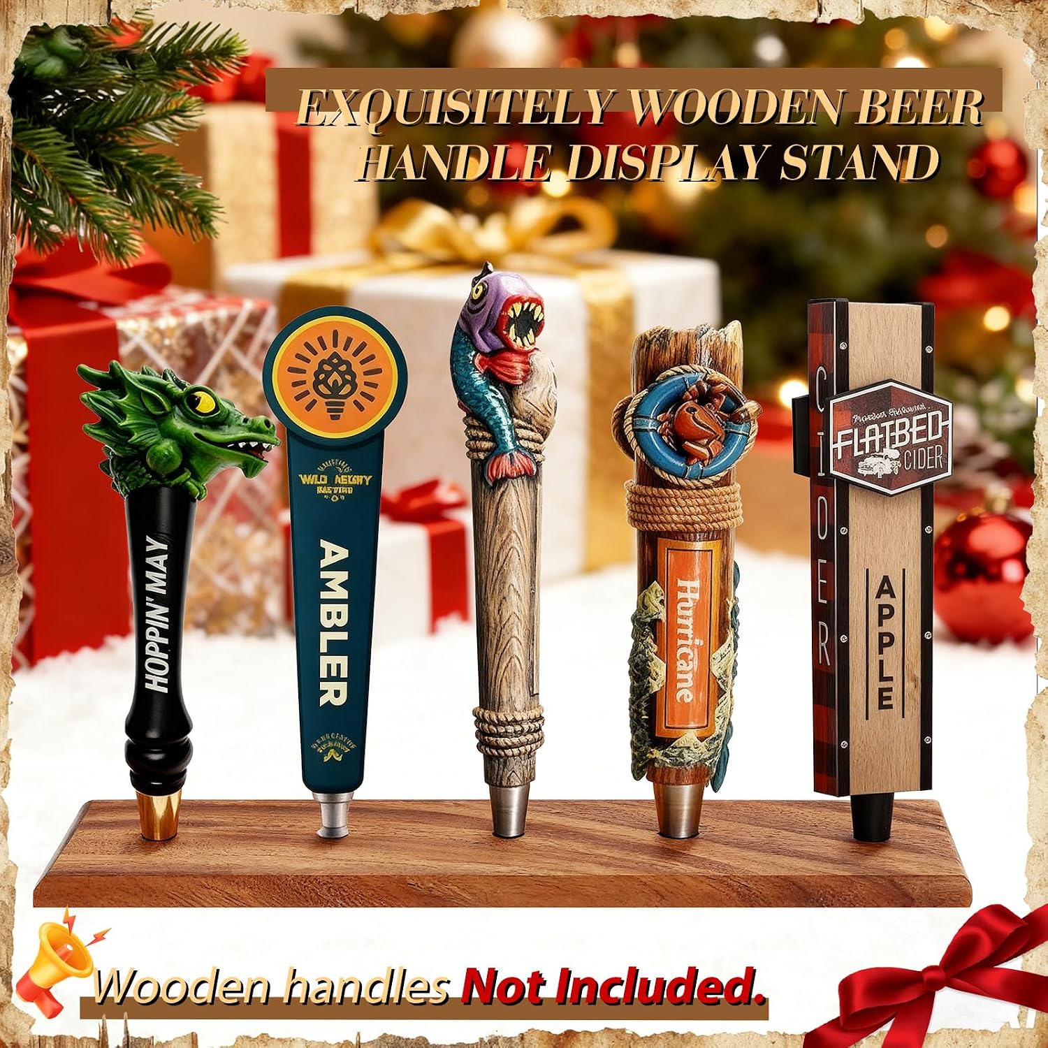 Beer Tap Handle Display, (Only Holder) Holds 5 Tap Handles Tabletop US Standard 3/8"-16 thread Keg Handle Beer Handle Display Collect Love Tap Handle Holder for Bar, Beer Lover, Home Brewing