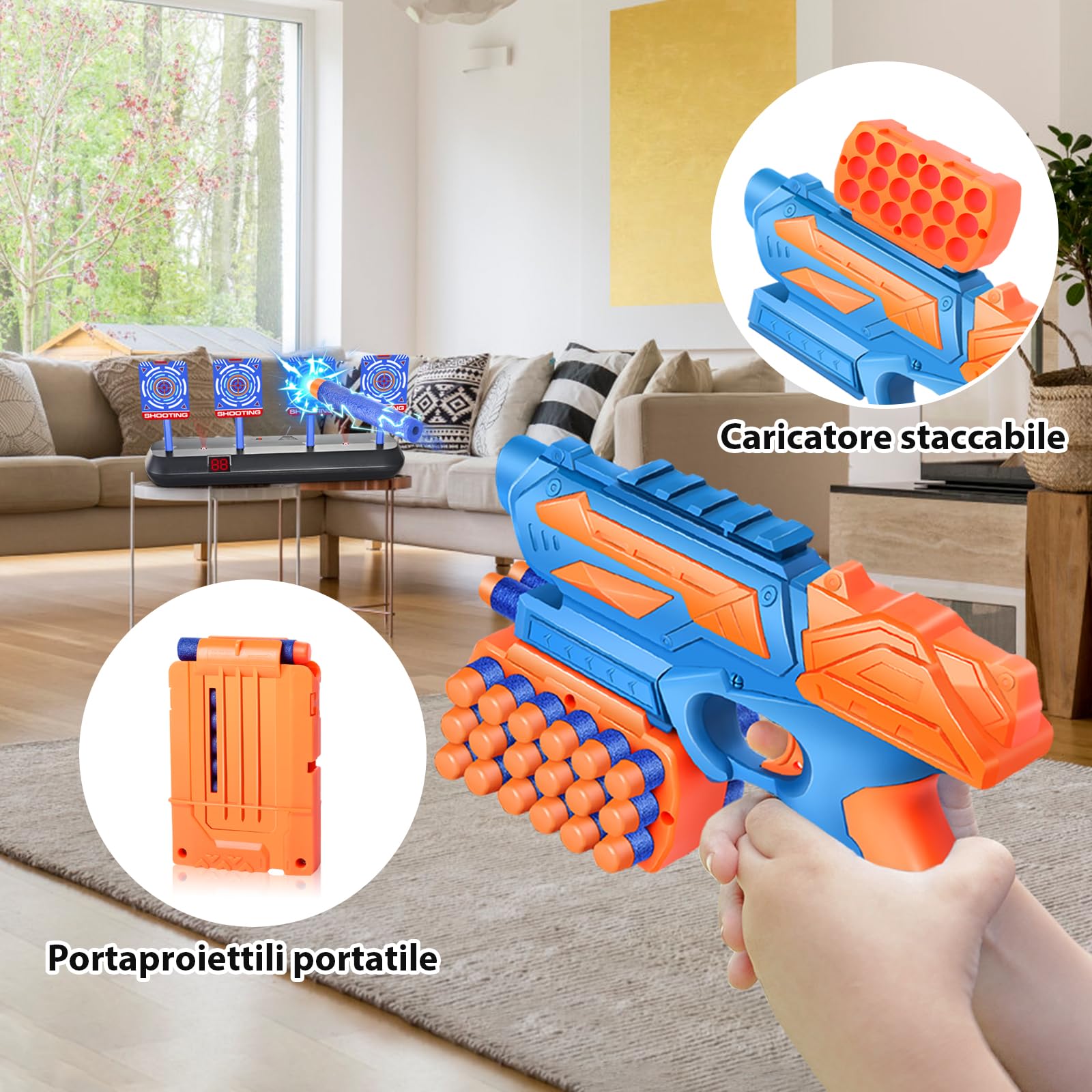 JONRRYIN Bersaglio Elettrico Con Gilet Tattico, 4 Obiettivi, Luci, Suoni e Frecce in Schiuma - Giocattoli per Bambini