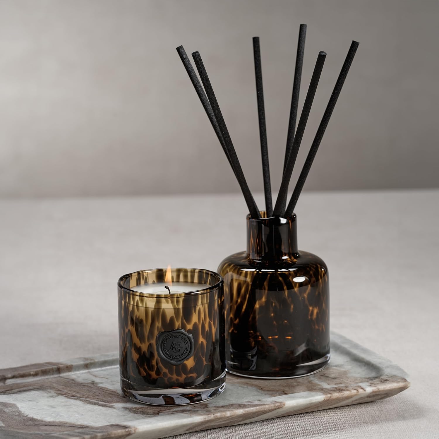 Zodax Apothecary Guild Opal Glass Reed Diffuser - Home Decor Ideal for Living Room, Office, Shelf, and Bathroom - Gift Box Packaging Included - Cedar Leaf and Hinoki Cypress Scent - 4 Oz.