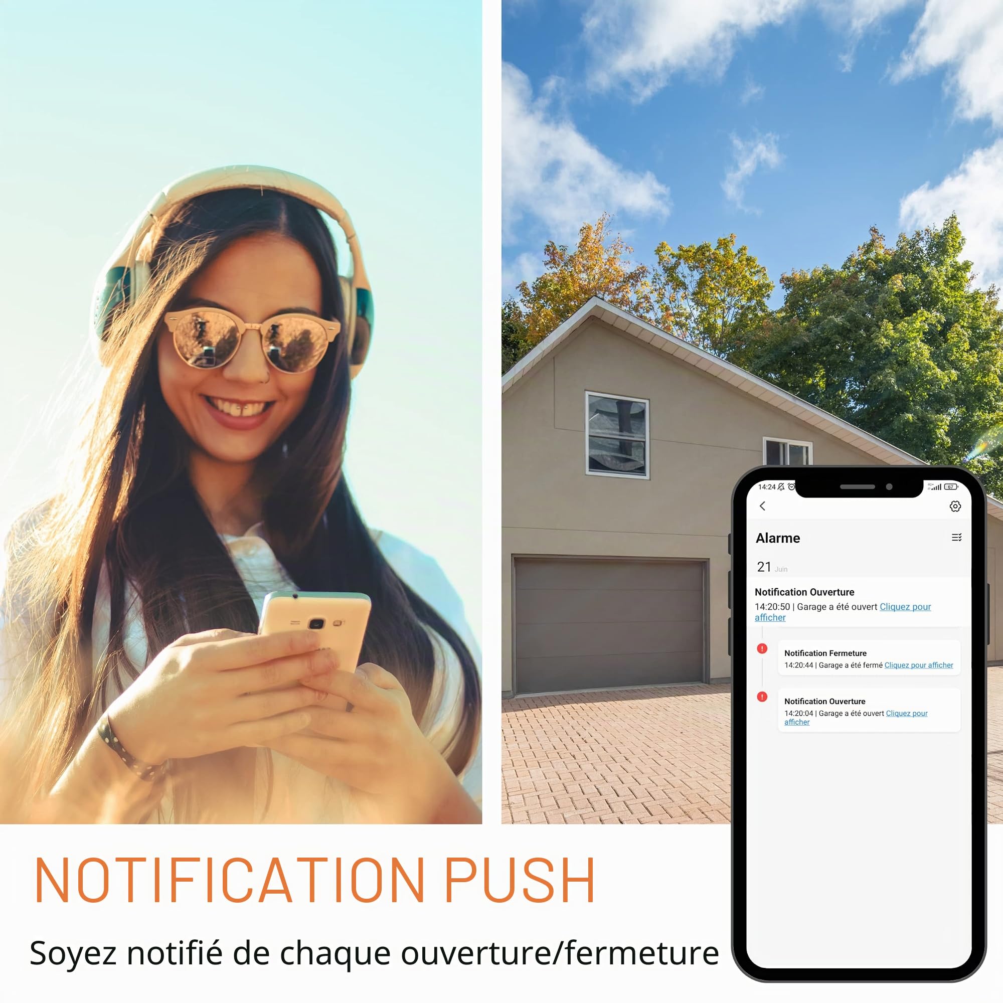 Détecteur de fumée connecté Wi-FI, Konyks Firesafe 2, Notifications en Temps réel sur Smartphone & Senso Charge 2, Lot de 2 Détecteurs d'ouverture Wi-FI avec Batterie Rechargeable