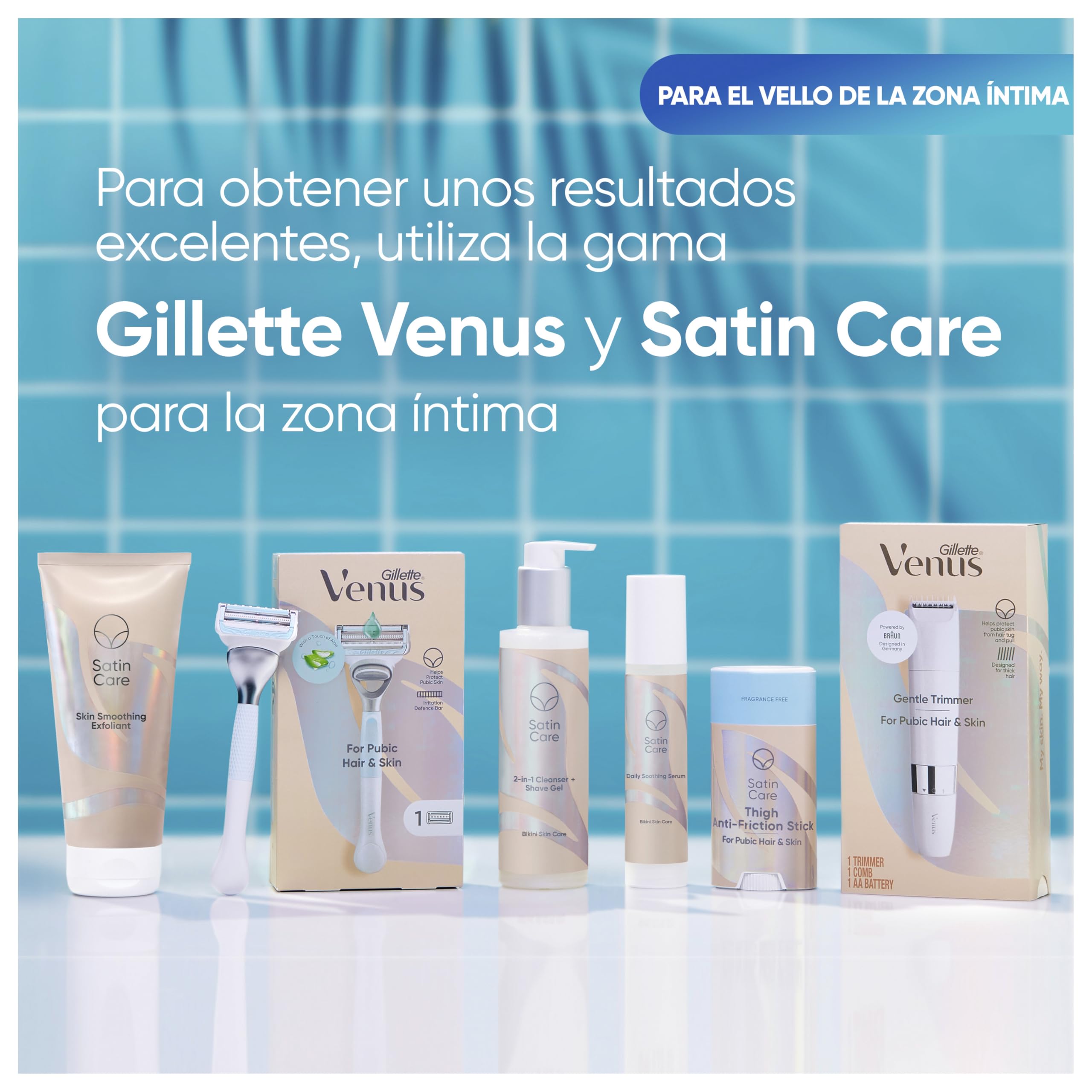 Satin Care 2-en-1 Gel Limpiador + Gel de Depilación para Ingles Y Zona Íntima, 190 ml - Líquido de Afeitar Mujer, Protege contra La Irritación