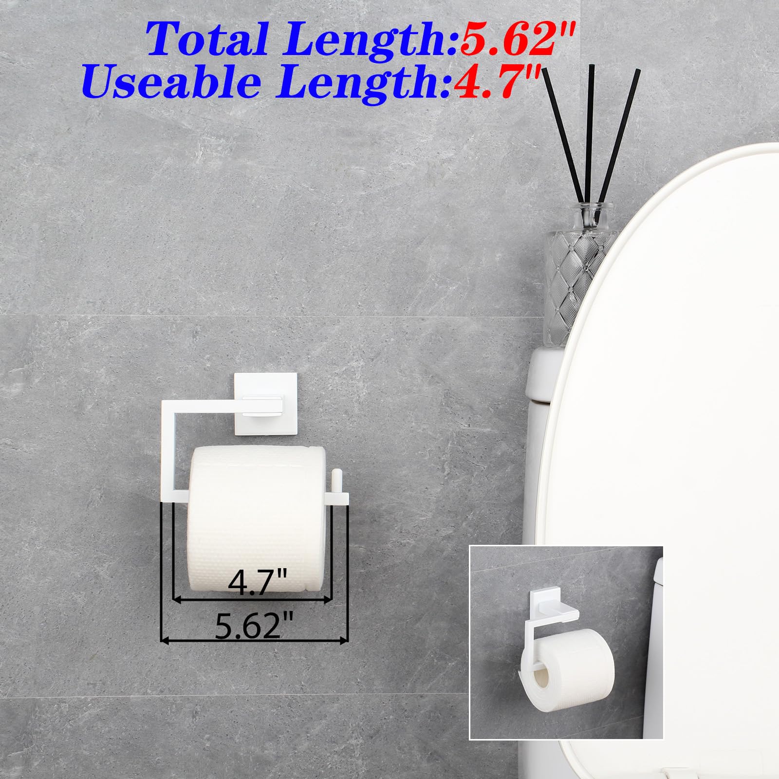 GERZWY 2-teiliges Badezimmer-Hardware-Set, Handtuchring und Toilettenpapierhalter, SUS 304 Edelstahl, Wandmontage, Weiß