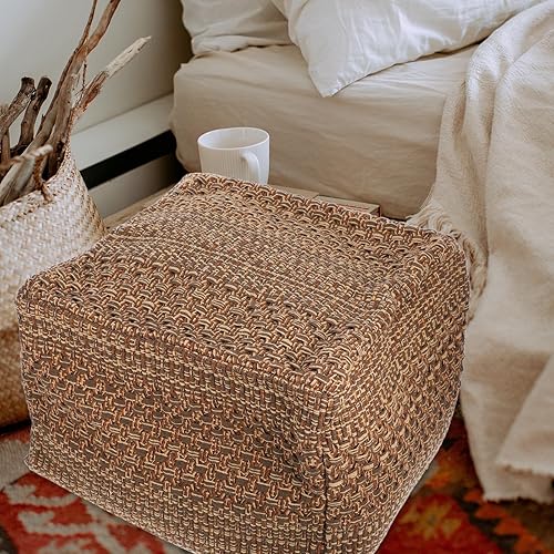 Miniatura 9 de STOBAZA Reposapiés de algodón para yoga, cojín para sentarse en casa de campo, acogedor cojín japonés jacinto cuadrado puf reposapiés Caqui,Azul