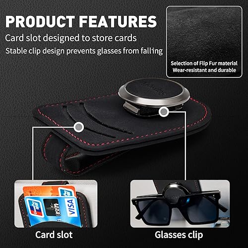 Miniatura 3 de Soporte universal para lentes de sol para lentes de sol de automóvil, soporte para visera de automóvil para almacenamiento de múltiples gafas, clip