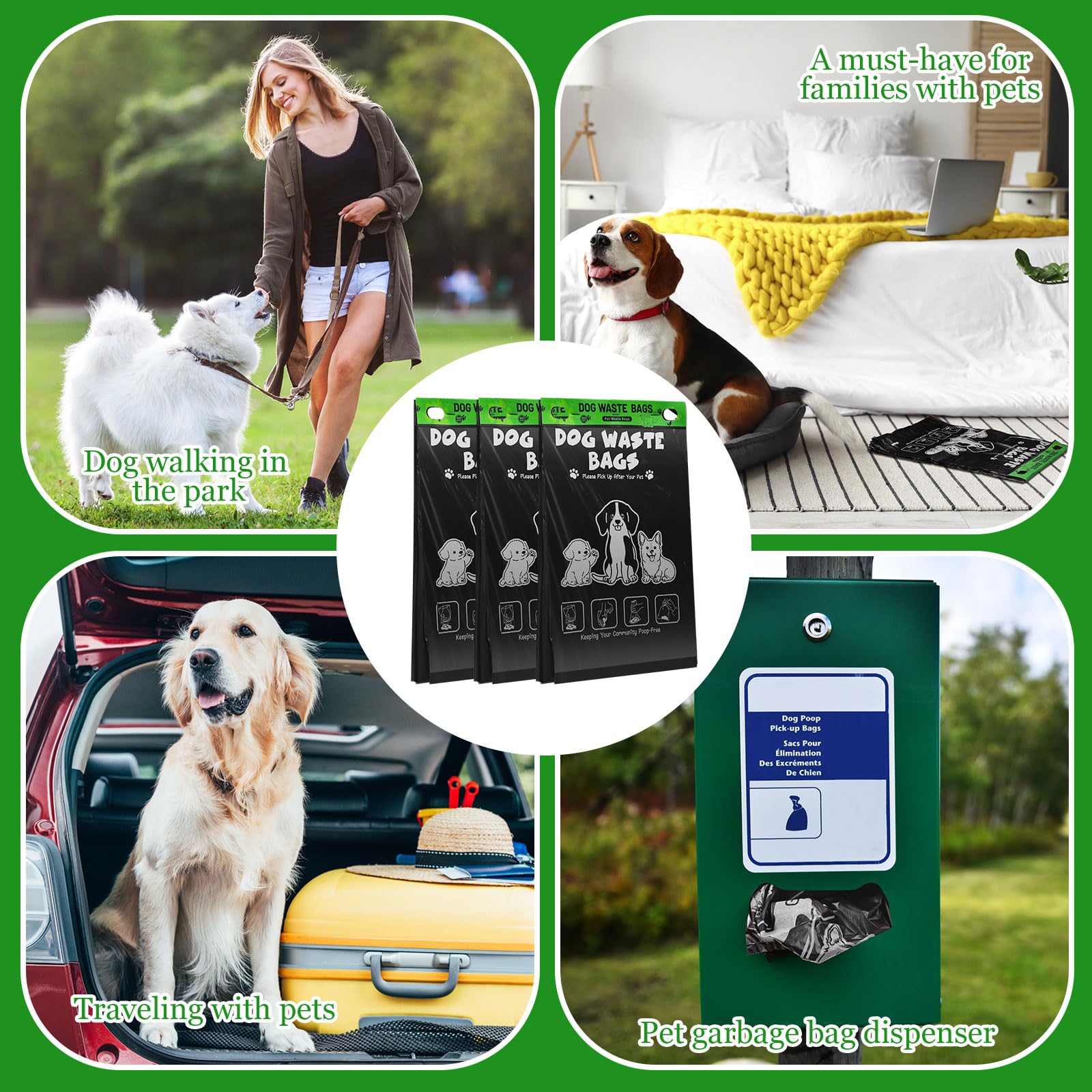 Ireer 40 Stück 4000 Stück Kotbeutel Bulk Cute Dog Pet Kotbeutel Bulk Poop Auslaufsicher Einfacher Einzelzug für Hundekotstation Fit Hang Loch Spender Haustier Zuhause Outdoor