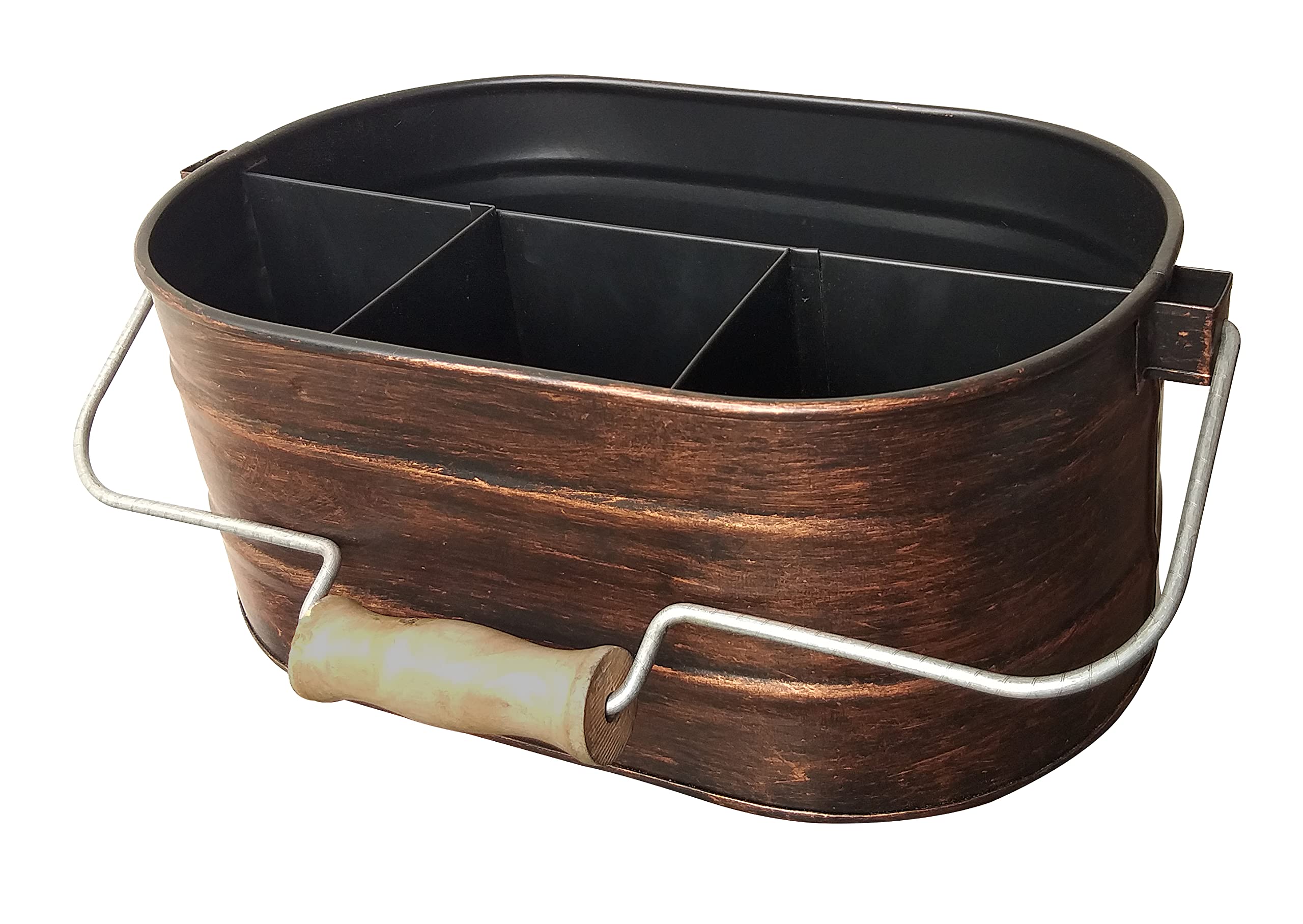 Buy Galvanized Metal Caddy with 4 Compartments, Rustic Farmhouse