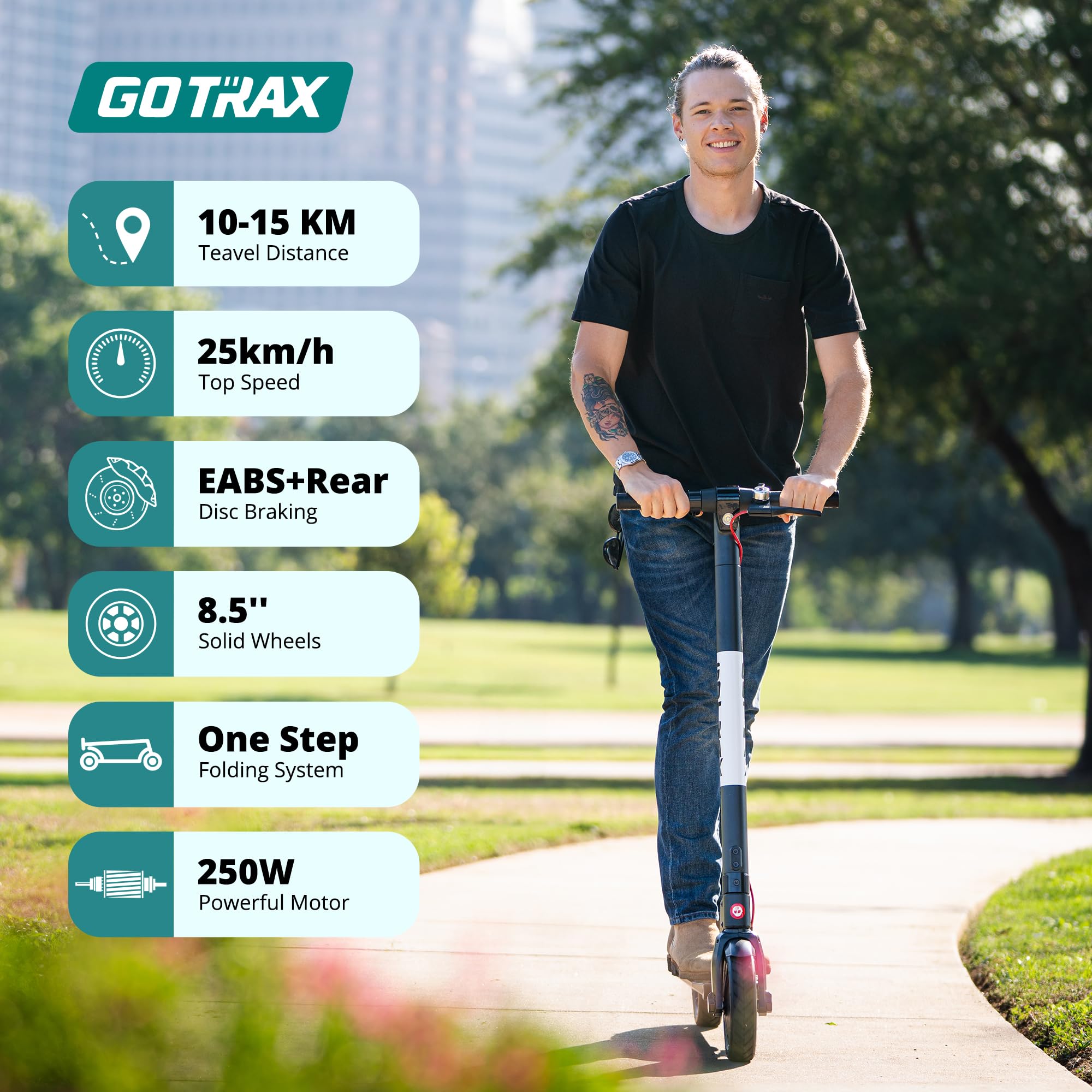 Gotrax GXL V2 Electric Scooter for Adults, Max 15Km Range and 25Km/h Speed,Power by 250W Motor, 8.5" Tire, Lightweight Aluminum Alloy Frame Cruise Control Foldable Escooter Commute, UL2272 Safe - 2