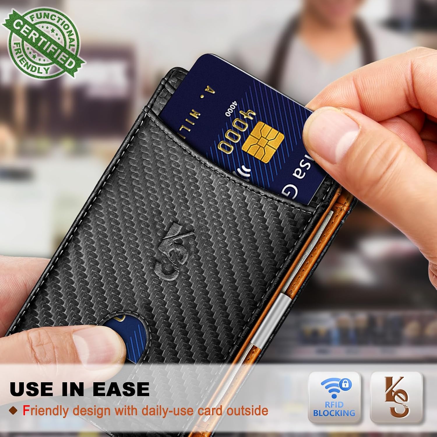 Mens Wallet For Airtag or Standard Use,KEMISANT Slim Front Pocket Wallet for Gift Men 11 Cards RFID Blocking