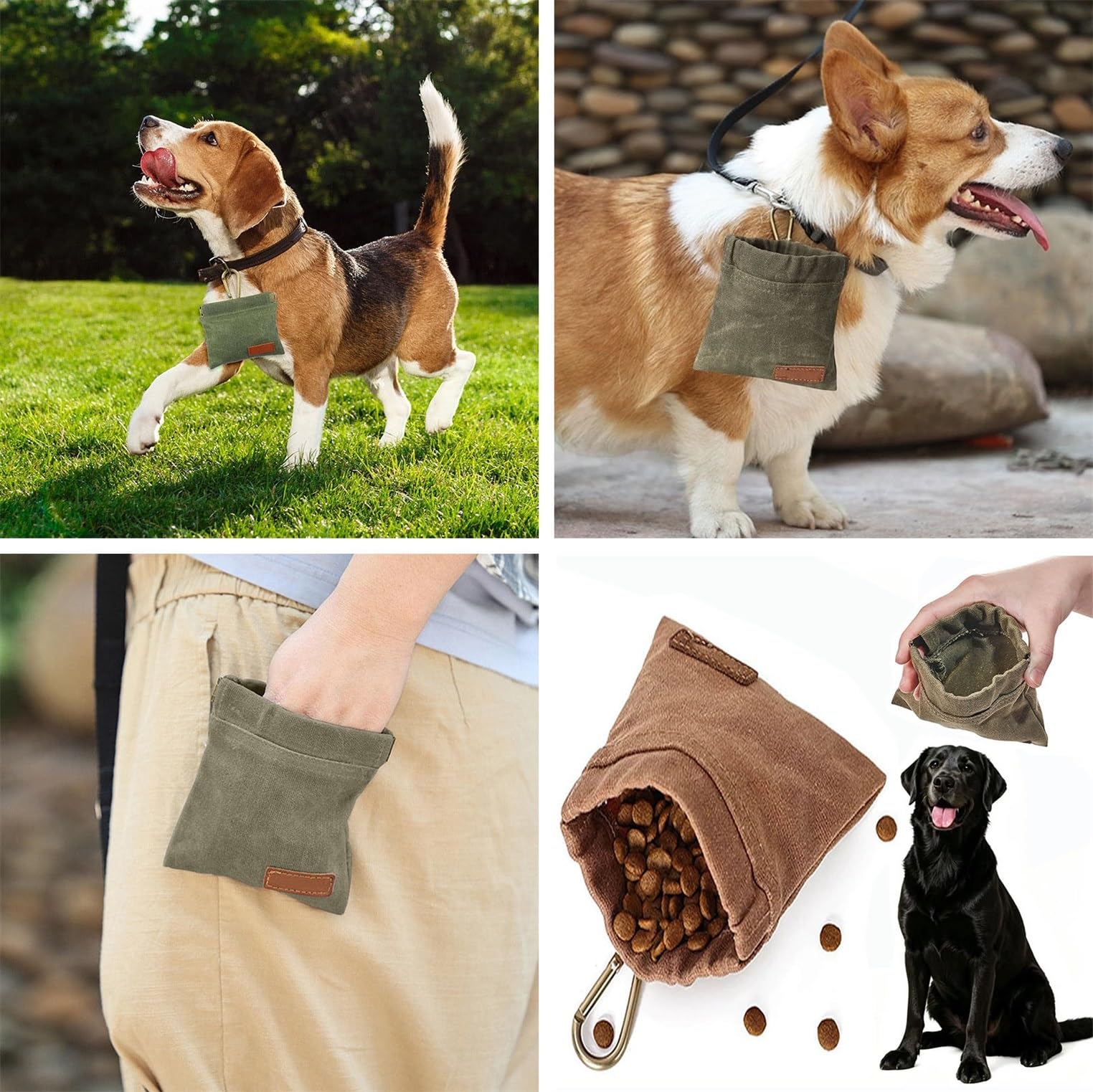 Sac à friandises portable en toile pour chiot