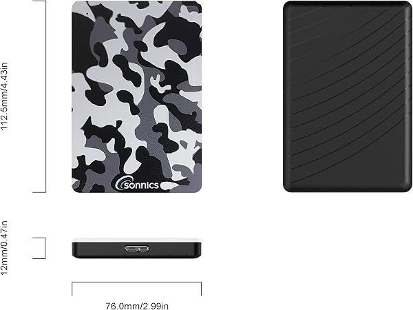 Sonnics 500GB Grigio mimetico hard disk esterno portatile USB 3.0 Super velocità di trasferimento per uso con Windows PC, Mac, Xbox One e PS4 - 5
