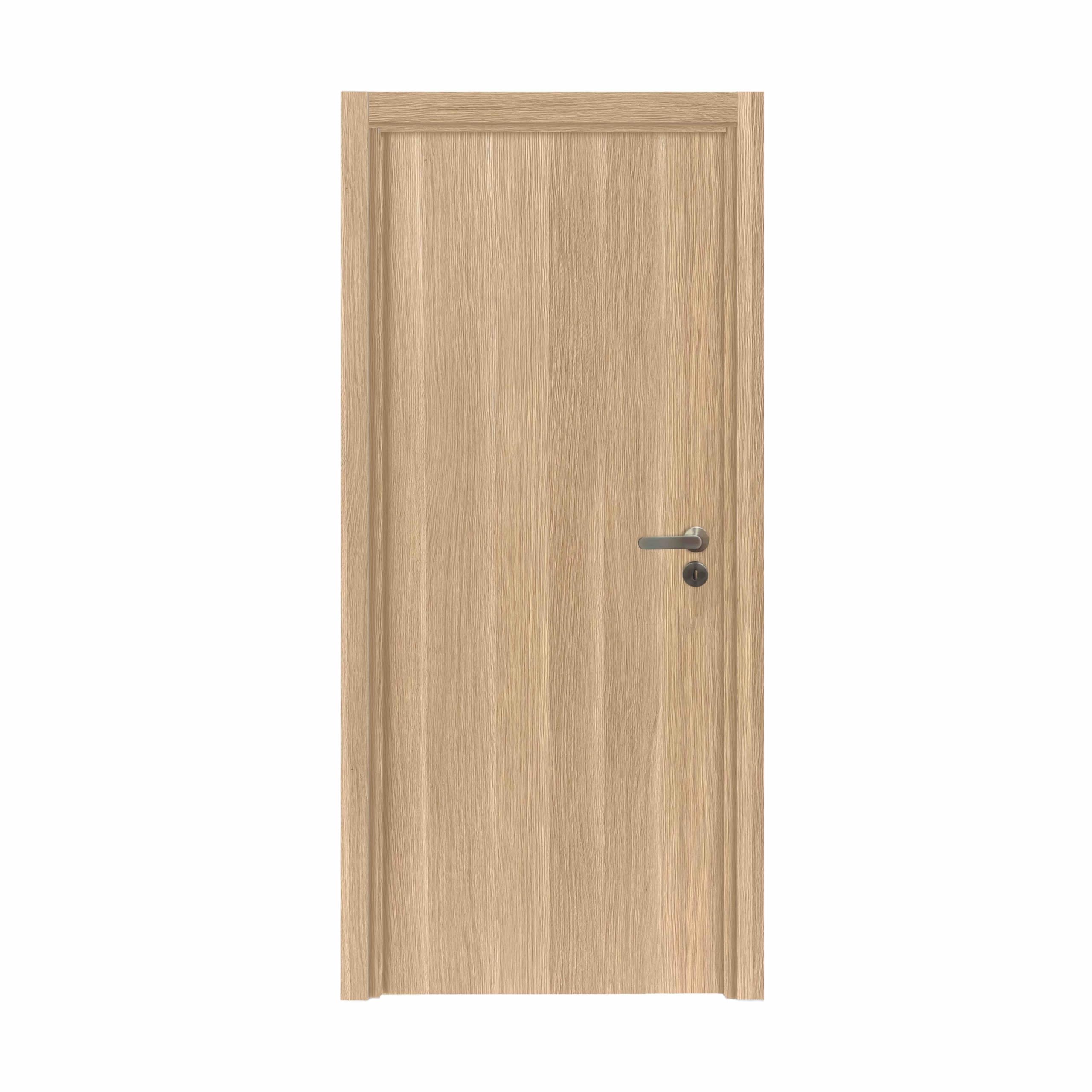 Bloc porte fin de chantier Matild, finition chêne brut structuré, réversible, H.204 x l.83 cm- Porte alvéolaire haut de gamme 20 kg avec serrure magnétique - Reivilo