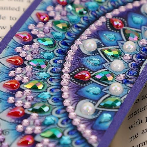 Miniatura 3 de Marcapáginas de bricolaje, marcador de pintura de arte de diamante 5D VETPW 5D, kit de pintura por números para hacer regalos, marcapáginas de cuero