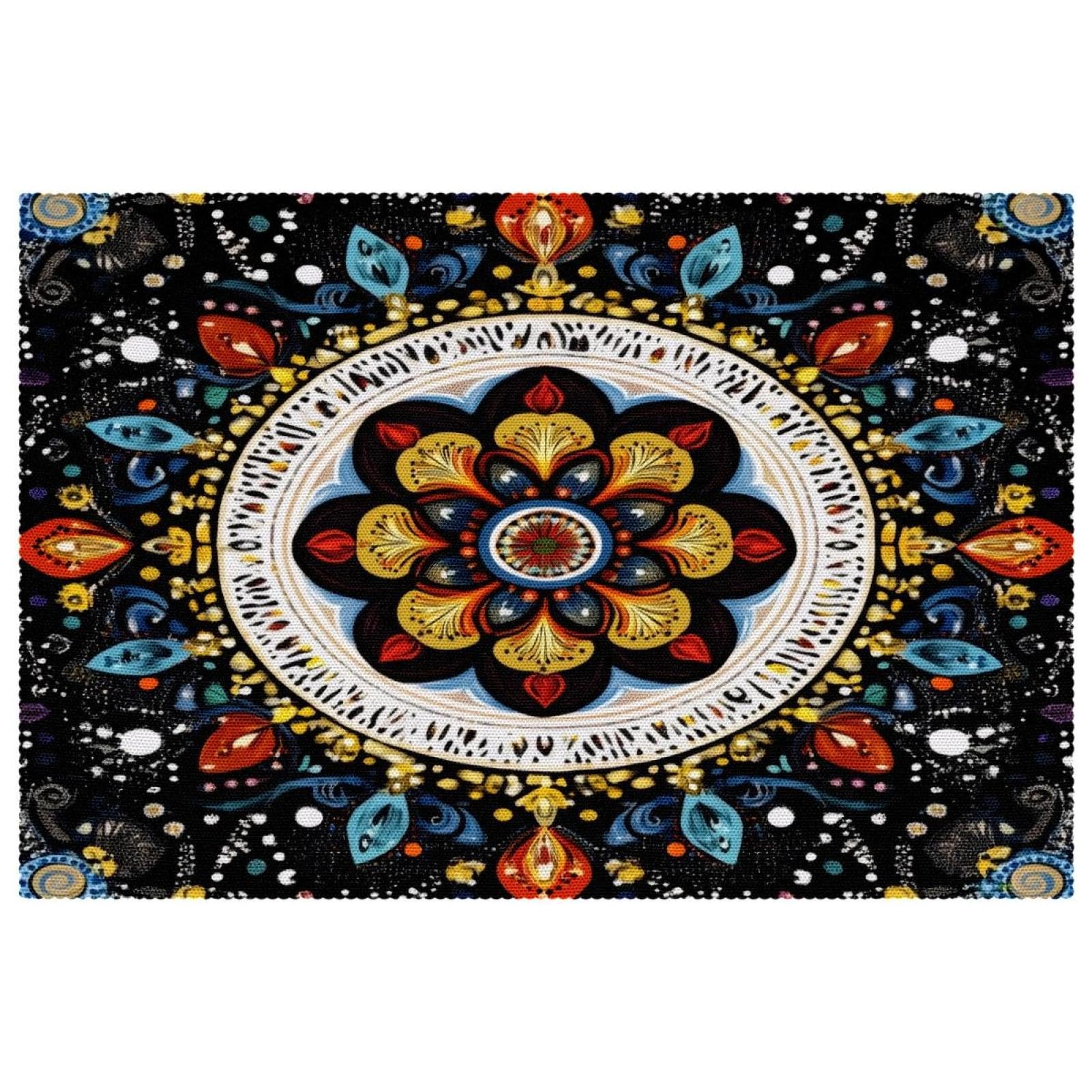 Set de table mandala bohème lot de 6 antidérapant résistant chaleur table salle à manger