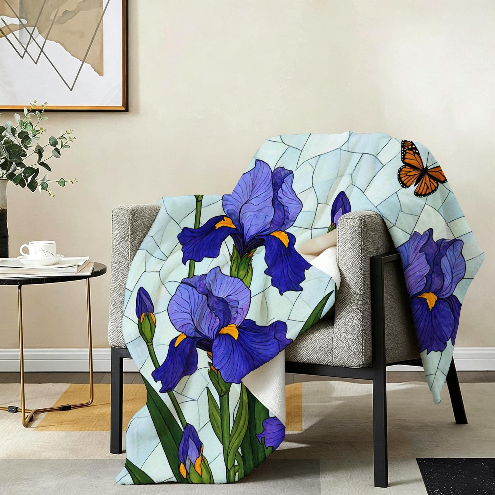 Coperta Matrimoniale 180x200 cm Fiore Viola Pile Flanella Motivo-A100
