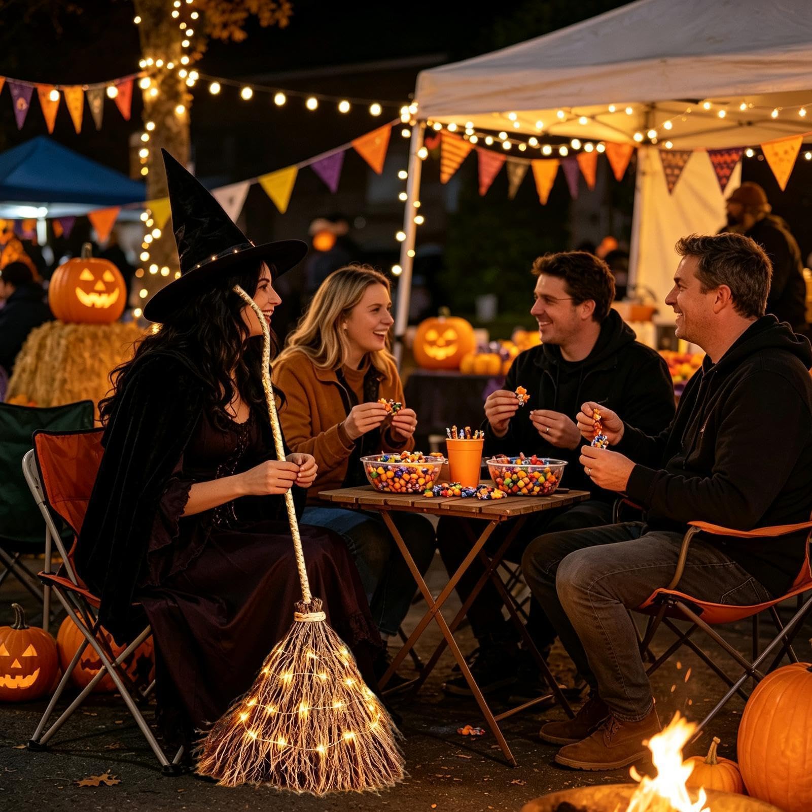 Escoba Halloween Accesorios De Foto Gigantes Con Batería Para Interior Y | Escoba Bruja Deco Puerta De Entrada Para Fiestas Vacaciones Festivales Patios Cursos Jardines Casas Salas Balcones