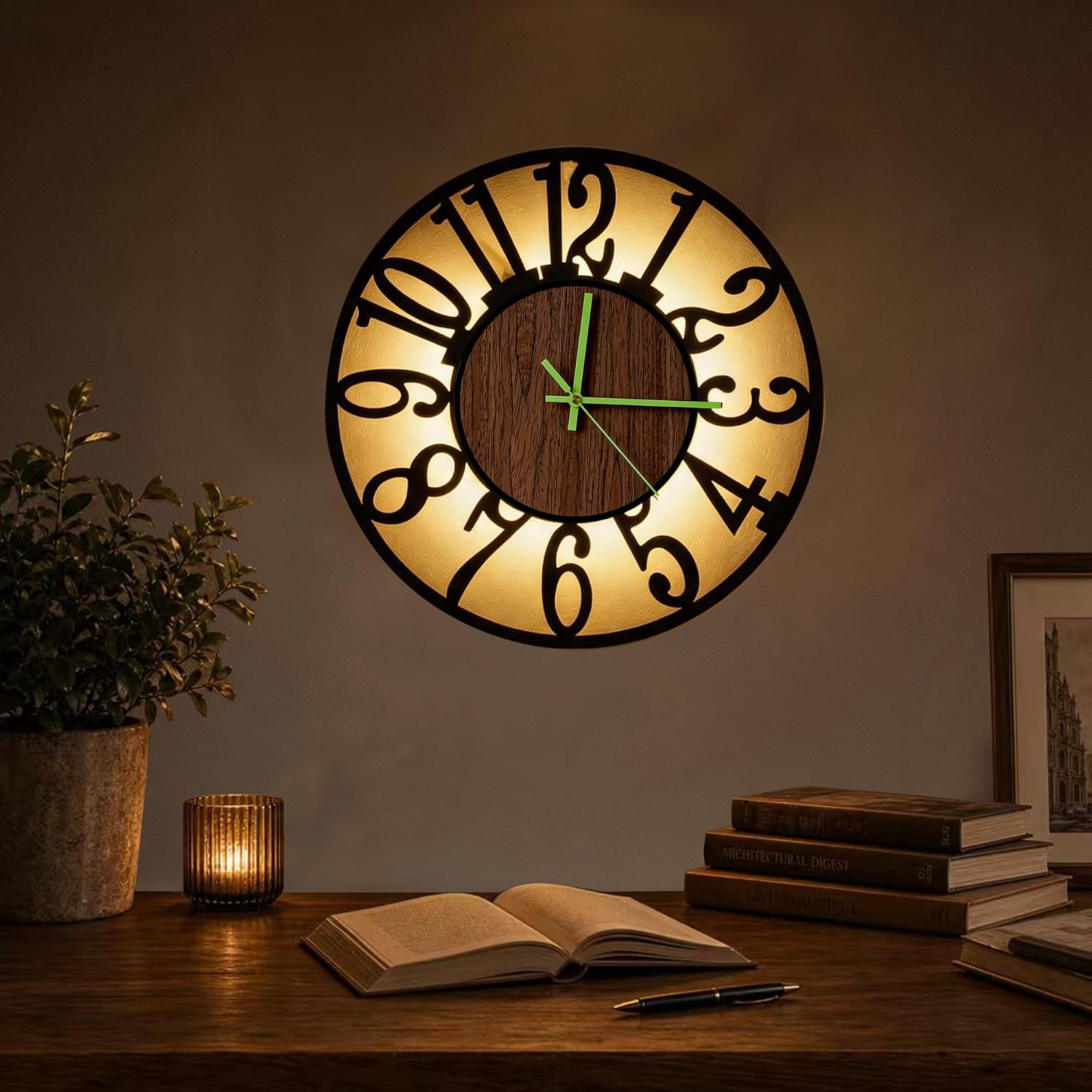 Glow in The Dark Wall Clock Battery Operated