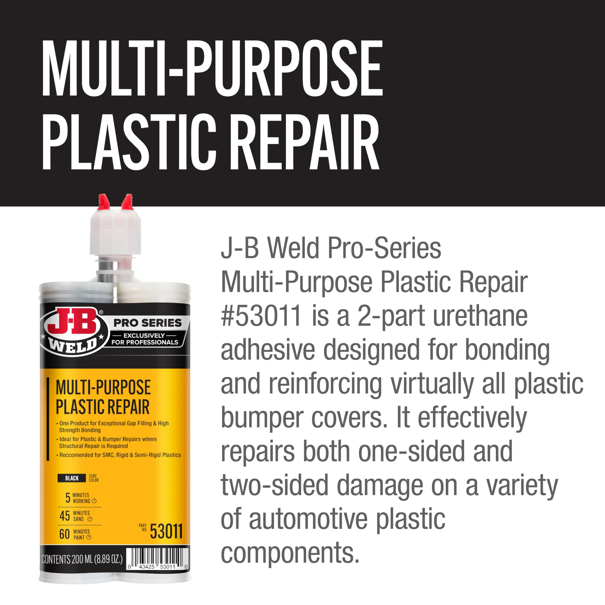 J-B Weld Multi-Purpose Plastic Repair - 200ml - 2 Mixers Included